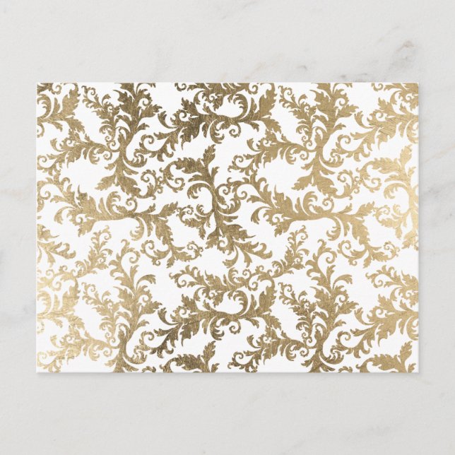 Carte Postale Masque floral blanc d'or brillant (Devant)