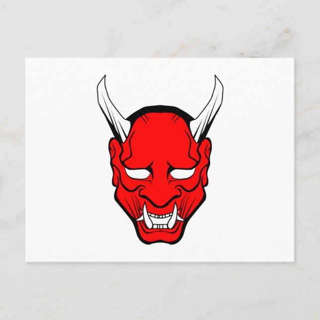 Carte Postale Masque japonais rouge Hannya (Devant)
