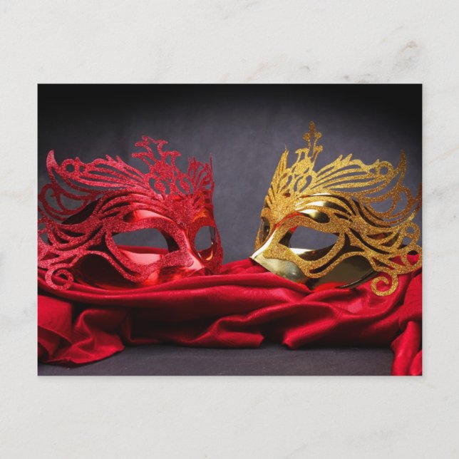 Carte Postale Masque masqué masqué décoré sur velours rouge (Devant)