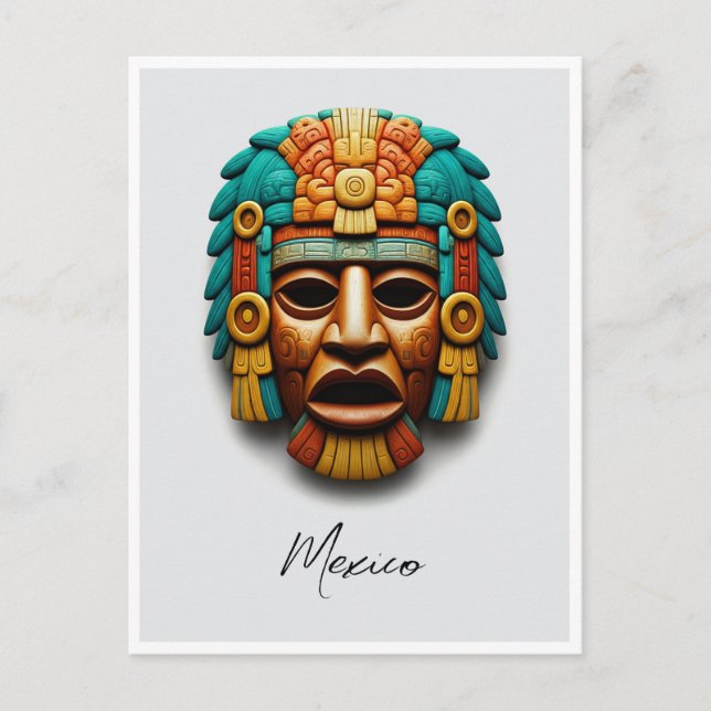 Carte Postale Masque maya Voyage Mexique (Devant)