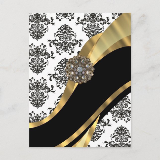 Carte Postale Masque noir et blanc, bijou faux (Devant)