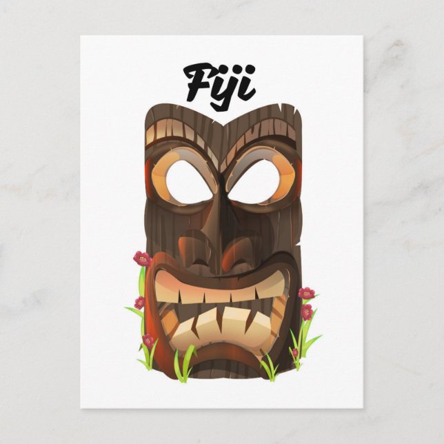 Carte Postale masque sculpté des Fidji (Devant)