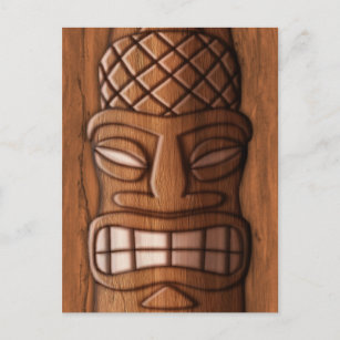 Carte Postale Masque Tiki en bois