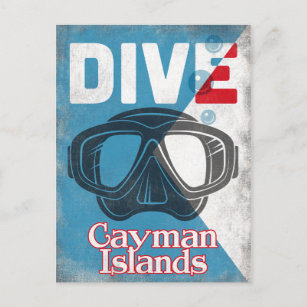 Carte Postale Masque Vintage de plongée sous-marine des îles Caï