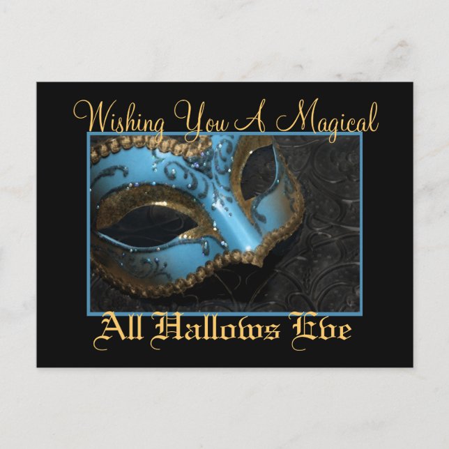 Carte postale Masquerade turquoise Halloween (Devant)