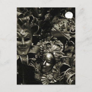 Carte Postale Masques de bal masqué gothique noir et blanc
