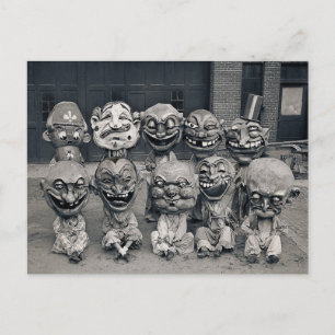 Carte Postale Masques de Carnaval Déplaisant Victorien Vintage