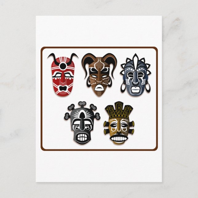Carte Postale Masques tribaux (Devant)