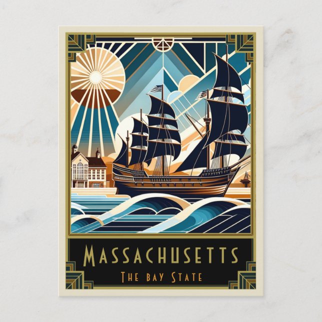 Carte Postale Massachusetts | Art déco (Devant)