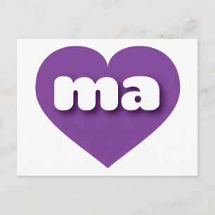 Carte Postale Massachusetts coeur violet - I love ma