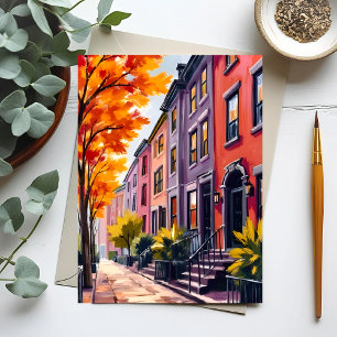 Carte Postale Massachusetts d'aquarelle Boston Brownstones