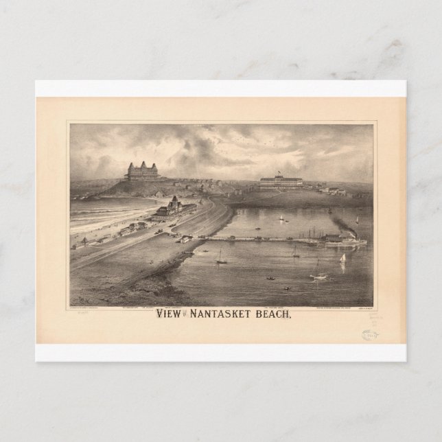 Carte Postale Massachusetts de la plage de Nantasket en 1879 (Devant)