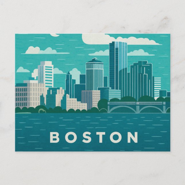 Carte Postale Massachusetts Night Cityscape | Boston City (Devant)
