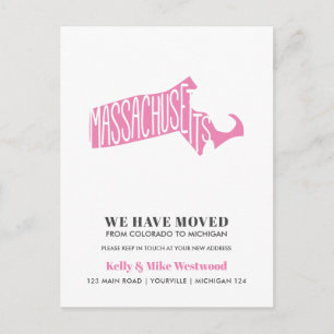 Carte Postale MASSACHUSETTS Nous avons déplacé Nouvelle adresse