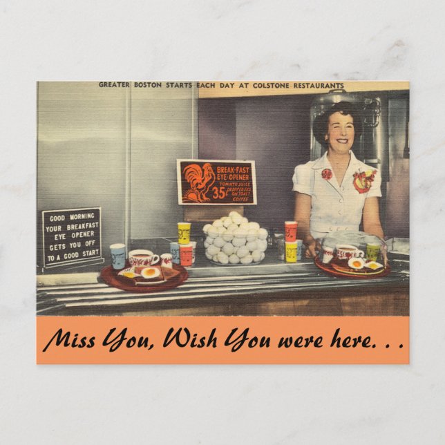 Carte Postale Massachusetts, Restaurant Colstone, Boston (Devant)