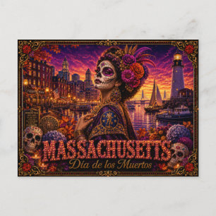 Carte Postale Massachusetts Rétro Día de los Muertos