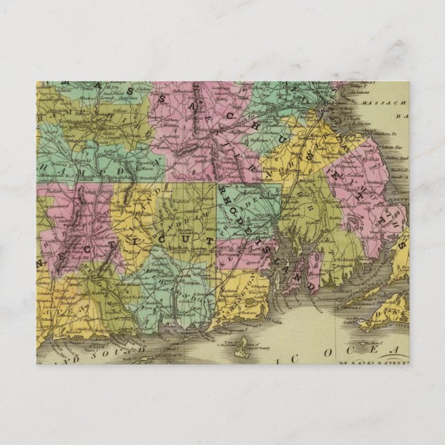 Carte Postale Massachusetts Rhode Island Et Connecticut 2 (Devant)