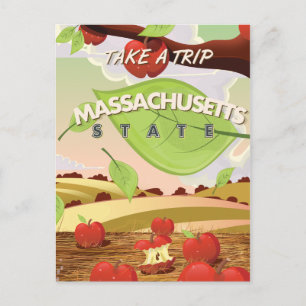 Carte Postale Massachusetts State Apple tree Affiche de voyage C