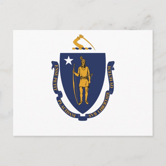 Carte Postale Massachusetts State Flag Bay State Indian & Motto  (Devant)