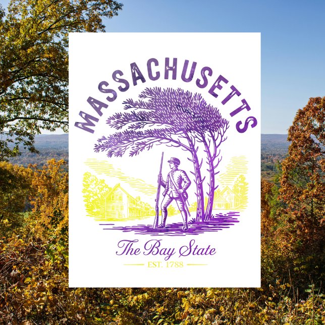 Carte Postale Massachusetts The Bay State Est. 1788 (Massachusetts )