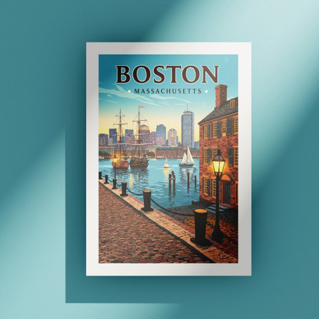 Carte Postale Massachusetts vintages de Boston (Créateur téléchargé)