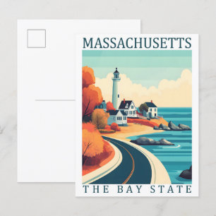 Carte Postale Massachussets Bay State USA Travel Place