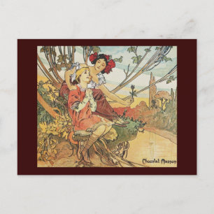 Carte Postale massage au chocolat alphonse mucha