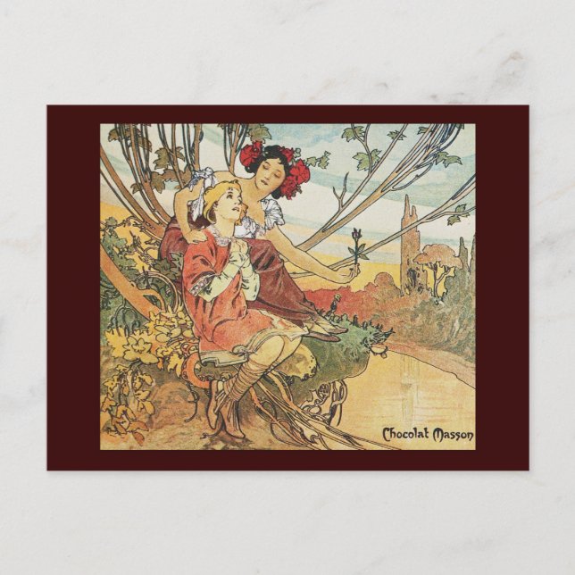 Carte Postale massage au chocolat alphonse mucha (Devant)