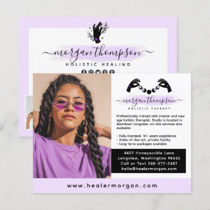 Carte Postale Massage de phase mains et lune Reiki Logo Marketin