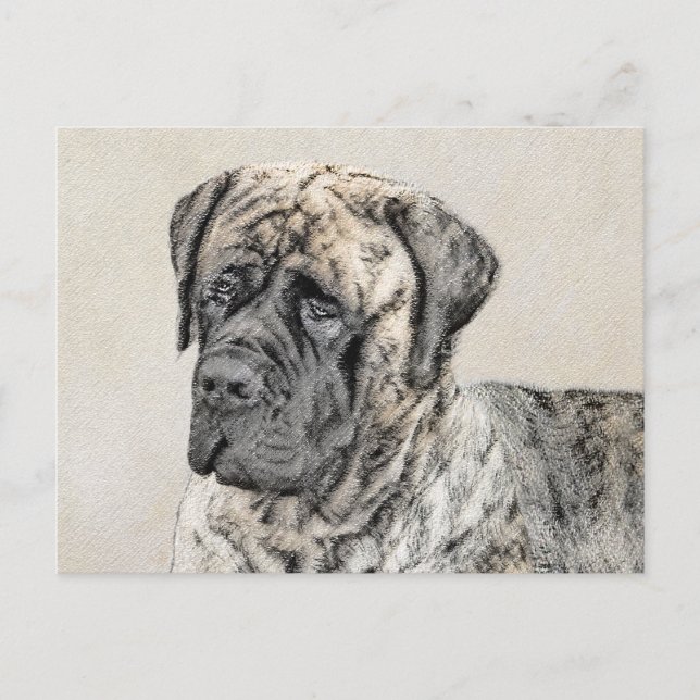 Carte Postale Mastiff anglais (Brindle) Peinture - Chien Art (Devant)