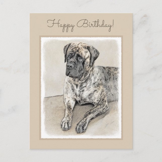 Carte Postale Mastiff anglais (Brindle) Peinture - Chien Art (Devant)