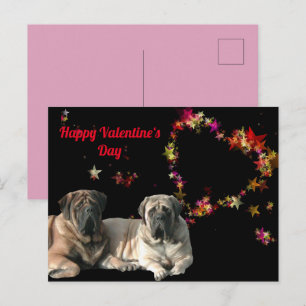 Carte postale Mastiff anglais Saint-Valentin 