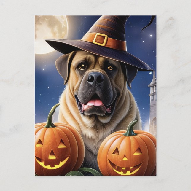 Carte Postale Mastiff Dogue anglais Halloween (Devant)
