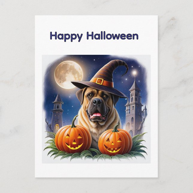 Carte Postale Mastiff Dogue anglais Halloween (Devant)