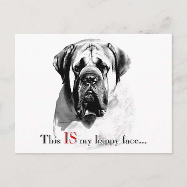 Carte postale Mastiff Happy Face (Devant)