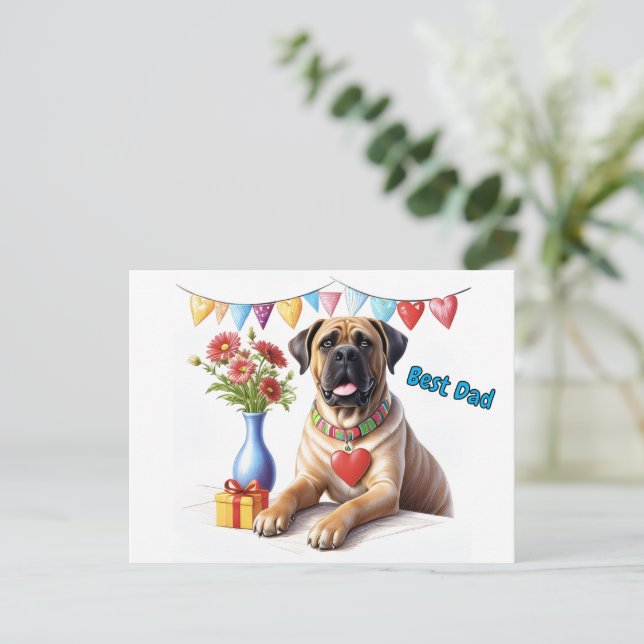 Carte Postale Mastiff lors d'une fête (Debout devant)
