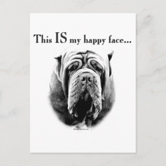 Carte Postale Mastiff napolitain, joyeux visage (Devant)