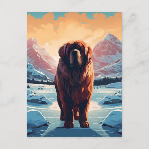 Carte Postale Mastiff tibétain dans les montagnes enneigées