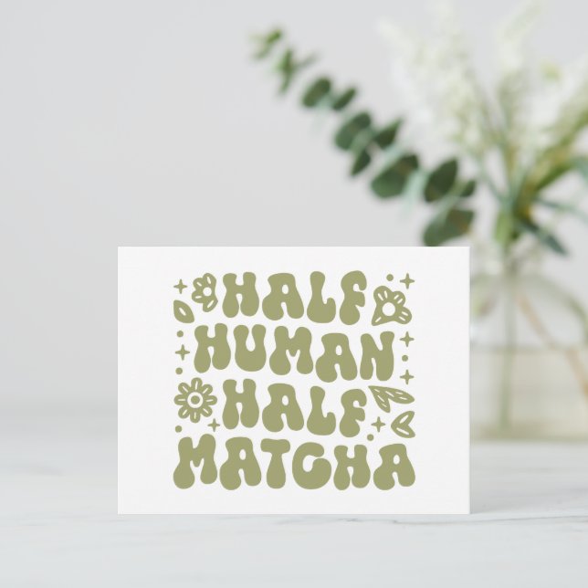 Carte Postale Matcha latte drôle citations preppy vert esthétiqu (Debout devant)