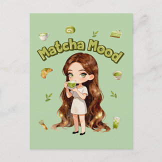 Carte Postale Matcha Mood Aesthetic Design Cute Green Tea Vibes