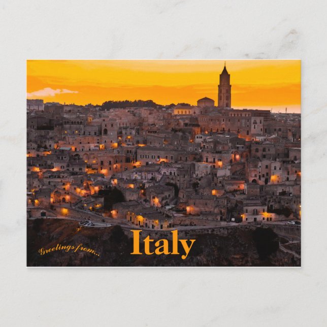 Carte Postale Matera Italie au coucher du soleil (Devant)