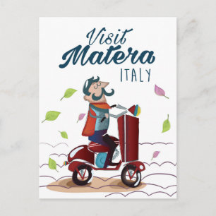 Carte Postale Matera Italie Cartoton Scooter imprimé voyage