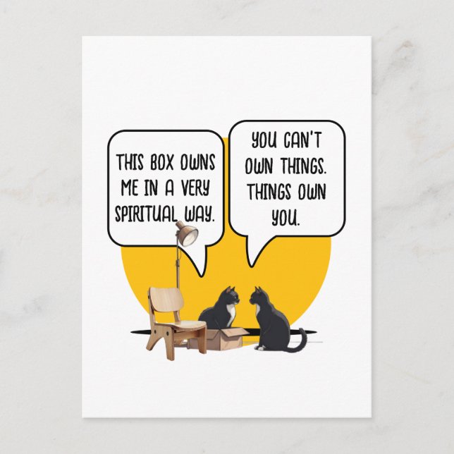 Carte Postale Matérialisme Chat Philosophie Humour (Devant)