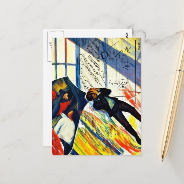 Carte Postale Math is Hard Mixed Media Collage (Devant/Arrière en situation)