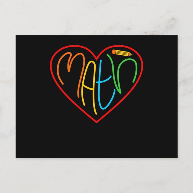 Carte Postale Math Love Heart Mathematics Math Teacher (Devant)