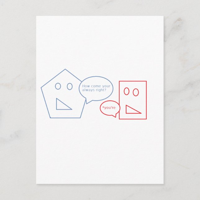 Carte Postale Maths et jeu de mots anglais (Devant)