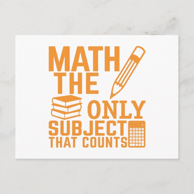 Carte Postale Maths. Le seul sujet qui compte. Math Pun Joke (Devant)
