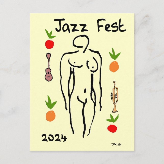 Carte Postale Matisse Style, Jazz Fest, modifier la date (Devant)