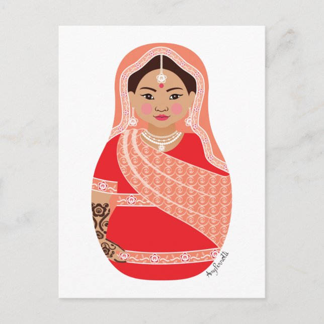 Carte postale Matriochka indienne (rouge) (Devant)