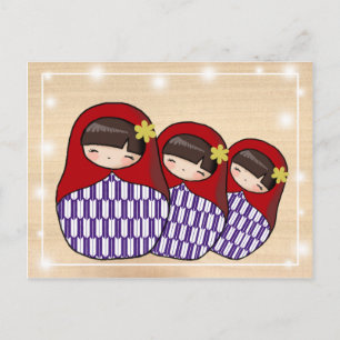 Carte postale Matryoshka de style japonais